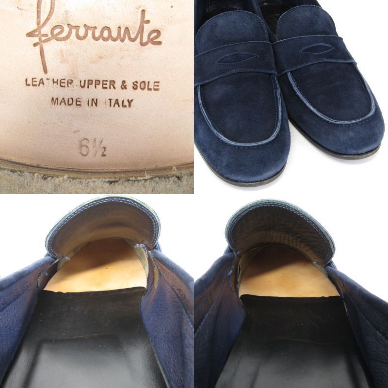 ferrante フェランテ UK6.5 ペニーローファー スエード モカシン