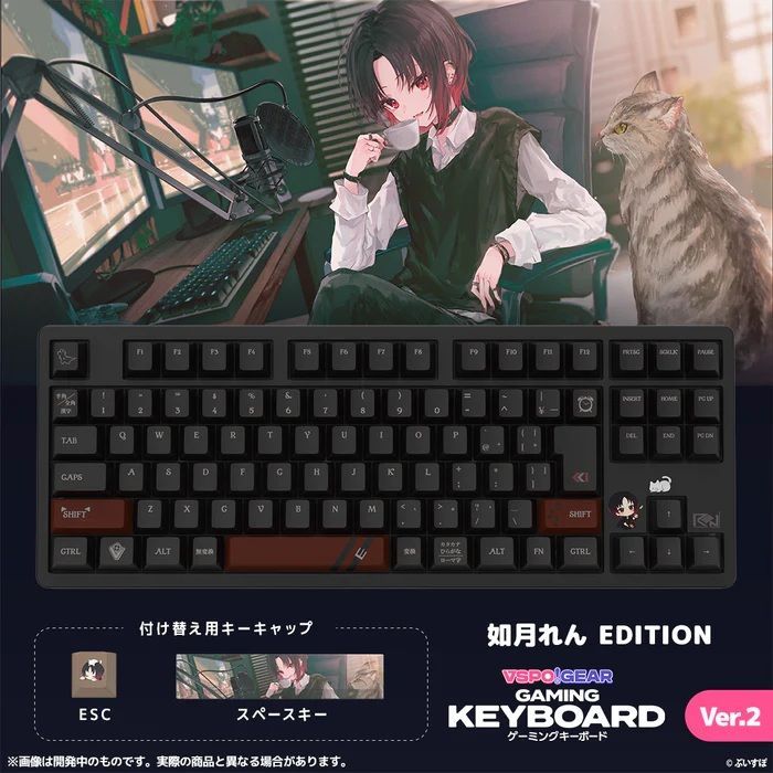 【HY】【美品】VSPO! GEAR ゲーミングキーボード Ver.2 如月れん EDITION 有線モデル 8000Hz JIS配列 91キー ラピッドトリガー搭載 コイルケーブル付属[送料無料(一部地域を除く)]HY004