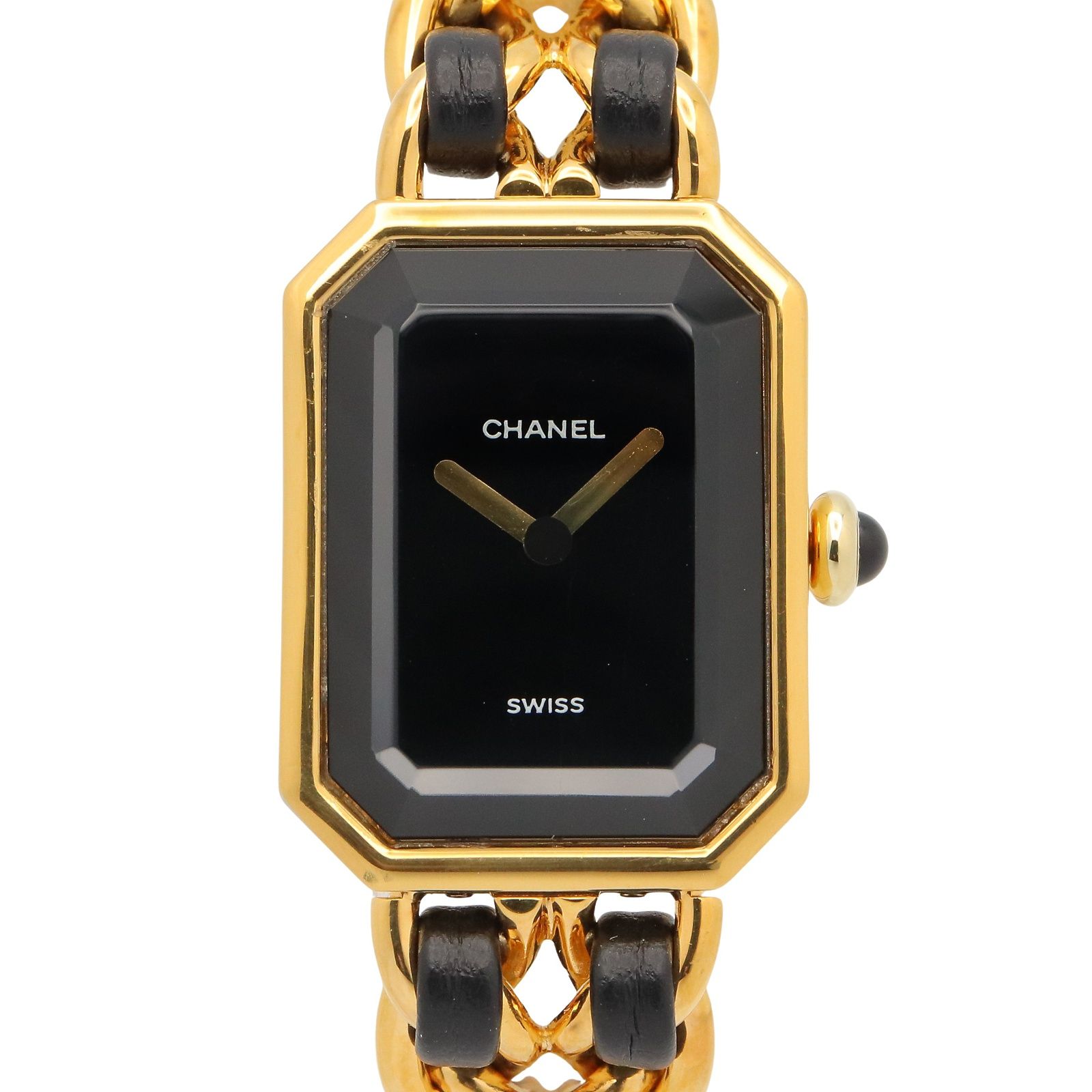 シャネル CHANEL 腕時計 プルミエール S H0001 ブラック GP（ゴールドメッキ） レザー プルミエール S レディース Used A