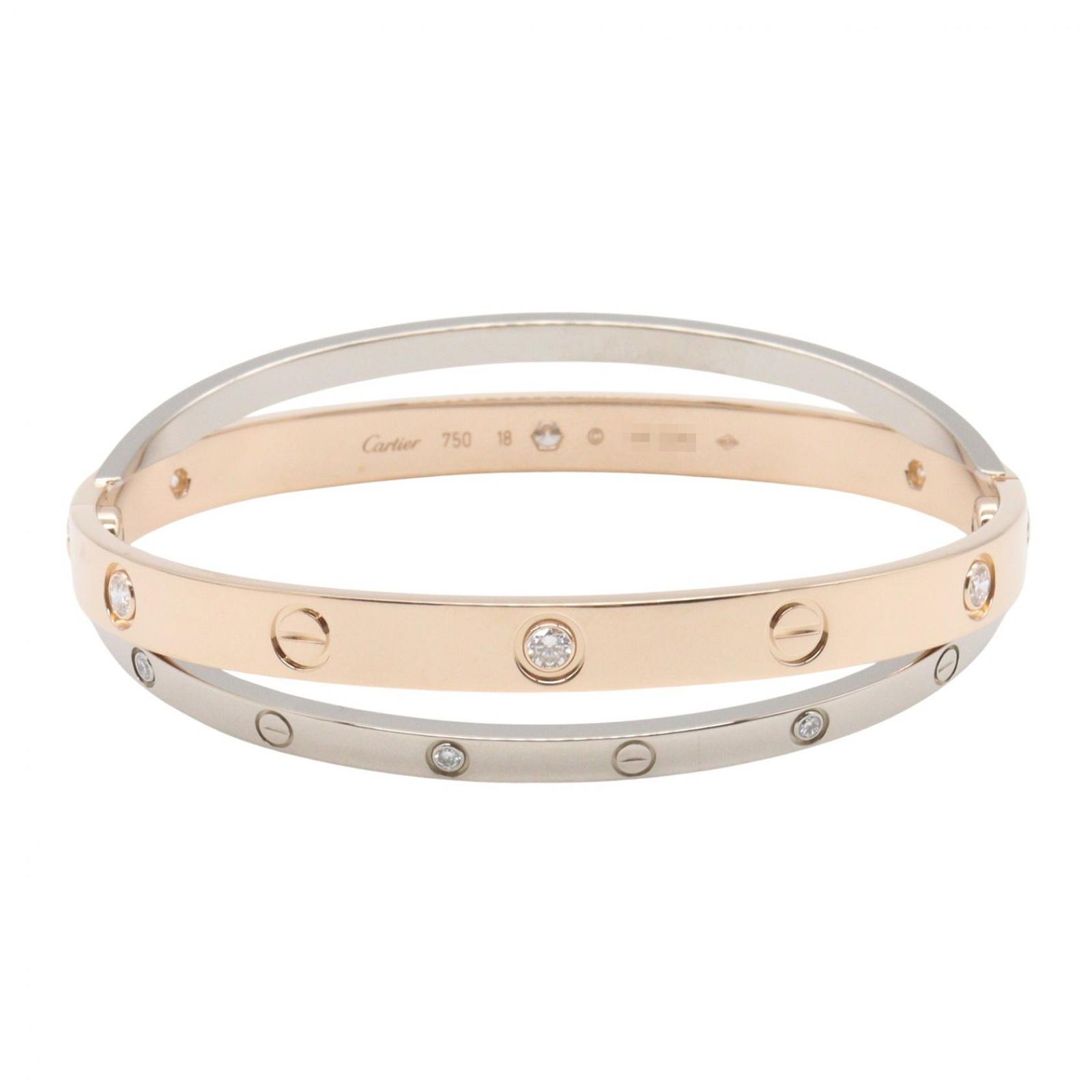 カルティエ CARTIER ブレスレット レイヤードラブブレス 12PD N6039118 腕回り17.5㎝ K18WG（ホワイトゴールド） K18PG（ピンクゴールド） レイヤードラブブレス 12PD
