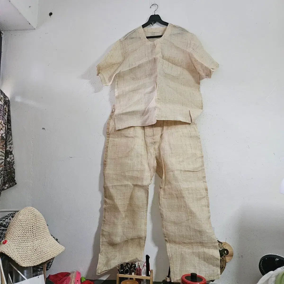 メンズ リネン 麻 セットアップ セット 105-110