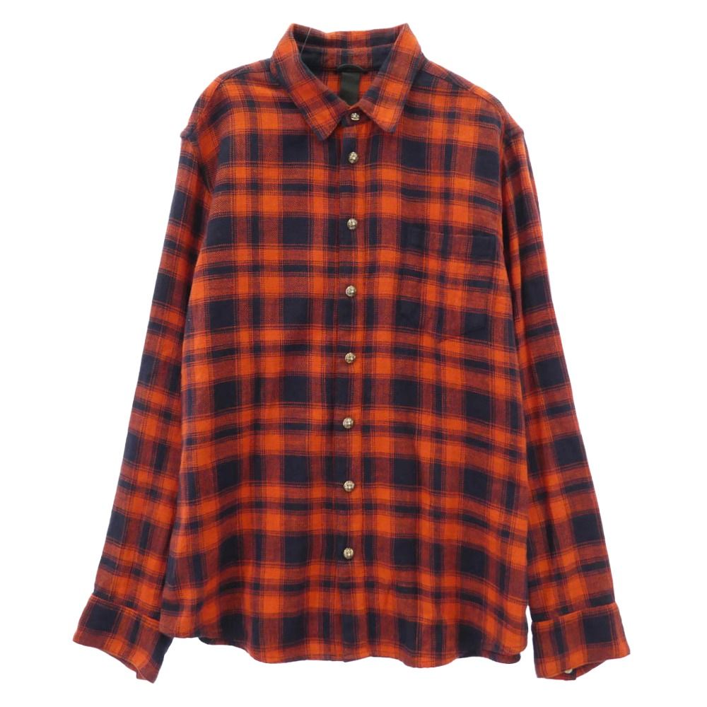 クロムハーツ　レザーワッペン　チェックシャツ CHROME HEARTS クロムハーツ（原本無） Loose Ends Cross Leather