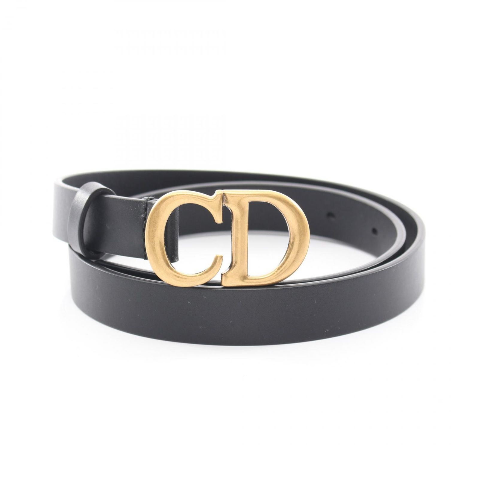 ディオール Dior ベルト CDロゴバックル ゴールド金具 レザー ベルト レディース Used A