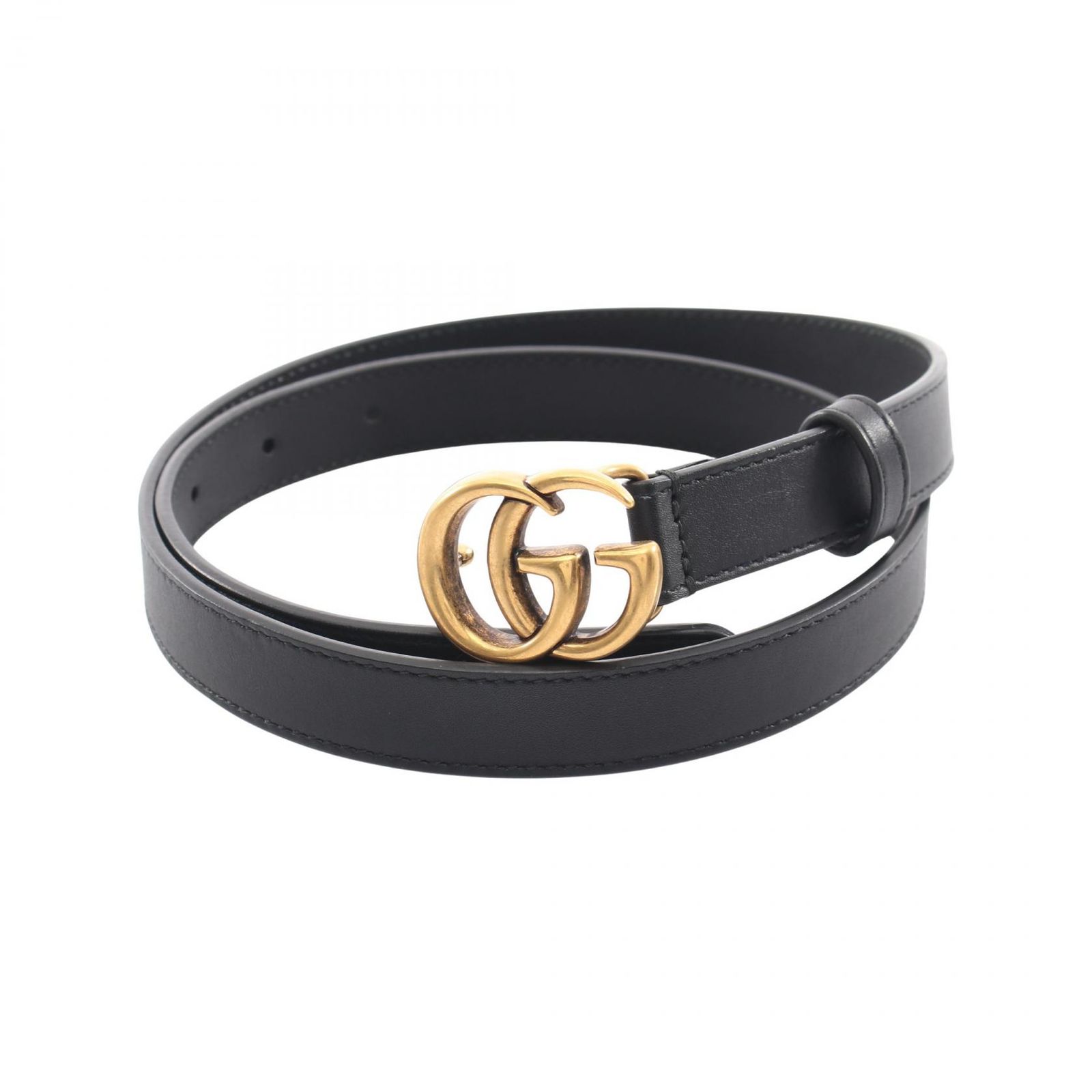 グッチ GUCCI ベルト ダブルGバックル ゴールド金具 レザー ベルト レディース Used A