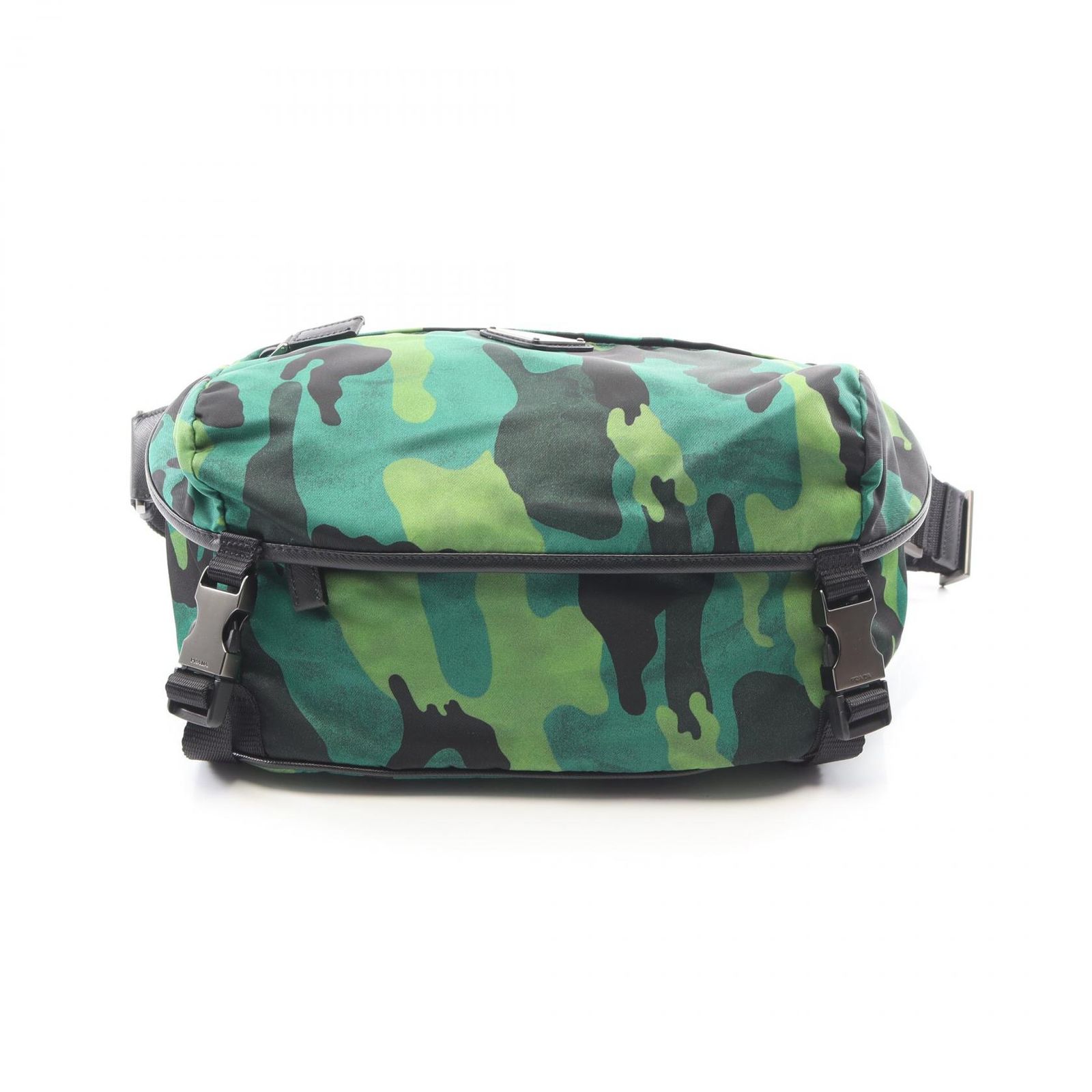 プラダ PRADA ショルダーバッグ TESSUTO CAMOUFL VA0994 グリーン/ブラック ナイロン サフィアーノレザー カモフラ ショルダー メンズ Used B