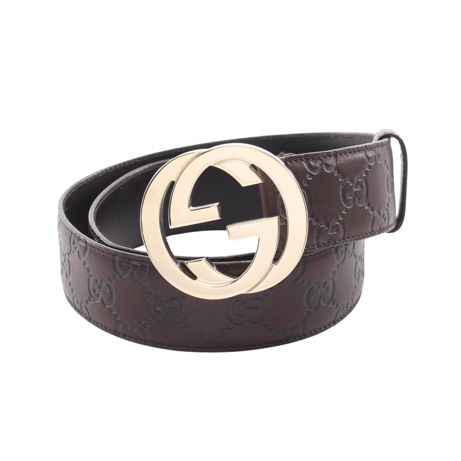 グッチ GUCCI ベルト インターロッキングG グッチシマ ゴールド金具 レザー ベルト レディース Used B