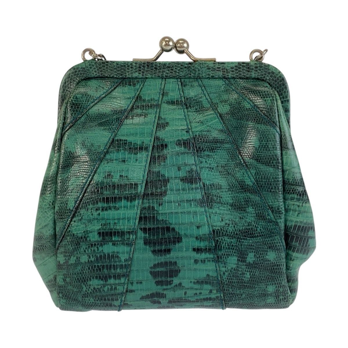 美品 MIUMIU ミュウミュウ 型押し グリーン シルバー金具 レザー