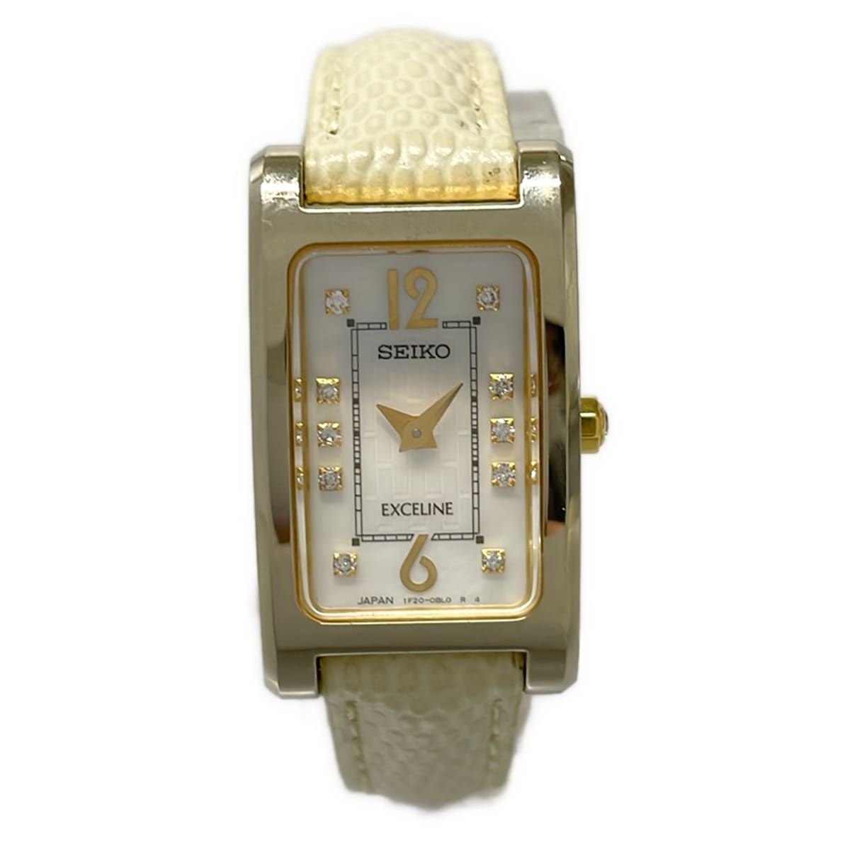 SEIKO(セイコー) 腕時計 エクセリーヌ 1F20-0AZ0 レディース 10Pダイヤインデックス/1Pダイヤ竜頭/社外ベルト ホワイトシェル