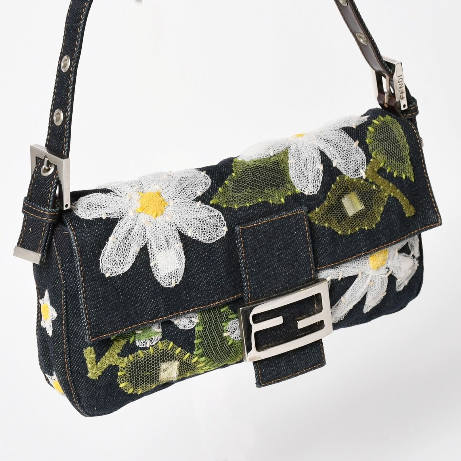 FENDI フェンディ マンマバケット デニム ワンショルダーバッグ