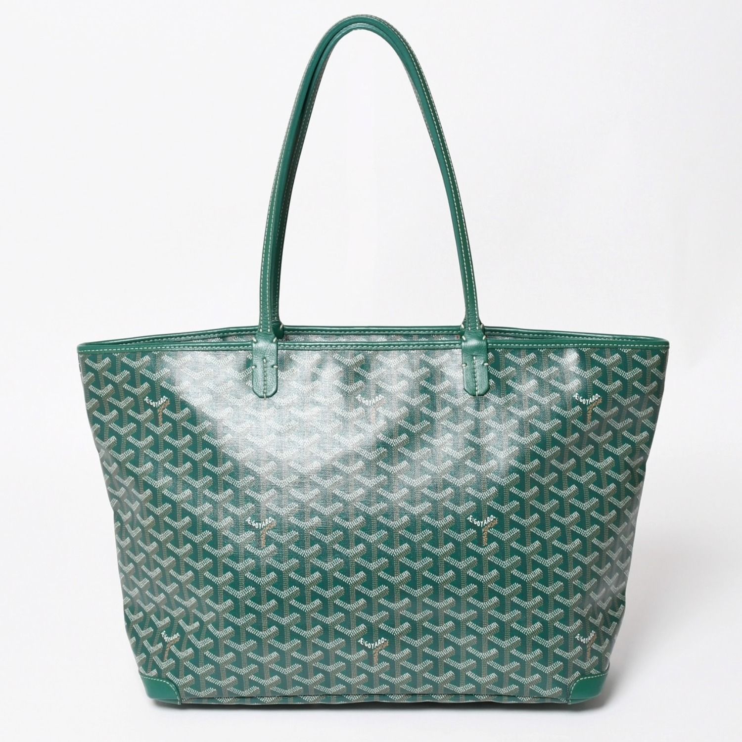 新品同様品 GOYARD ゴヤール アルトワMM トートバッグ ハンドバッグ コーティングキャンバス レザー グリーン 中古 4a004366