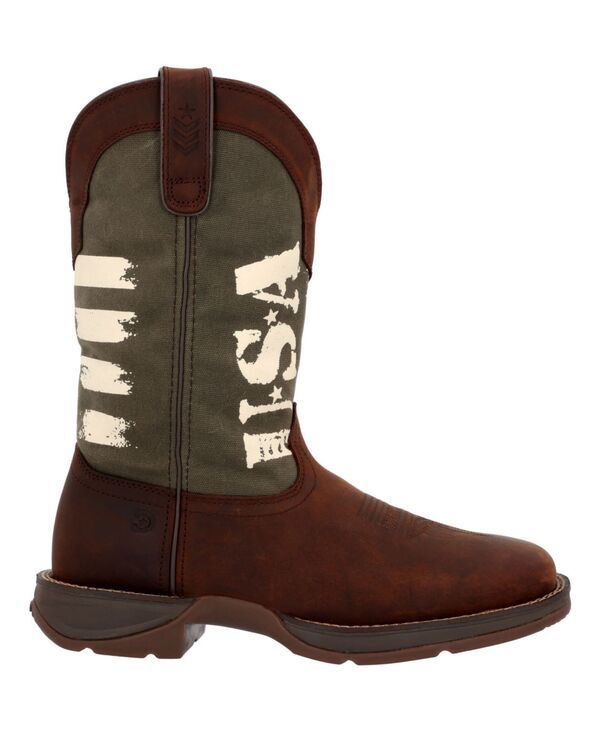 ドゥランゴ メンズ シューズ ブーツ・レインブーツ プリント Durango Mens Rebel by Army Green USA Print Western Boot Brown and arm