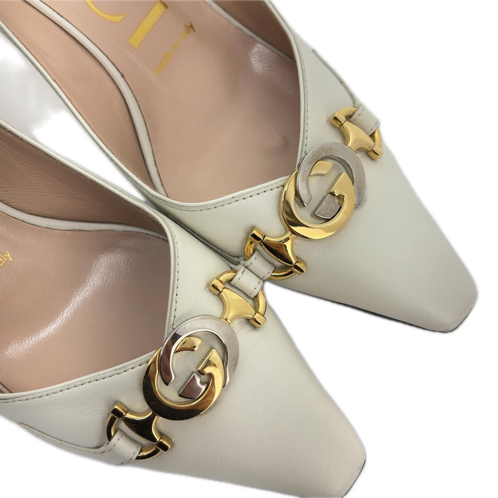 GUCCI グッチ 靴 ズゥミ パンプス くつ レザー ホワイト 【中古】【200 