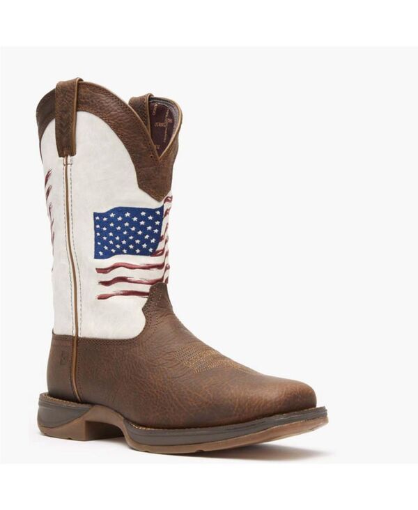 ドゥランゴ メンズ シューズ ブーツ・レインブーツ Durango Mens Rebel by Distressed Flag Embroidery Western Boot Bay brown an