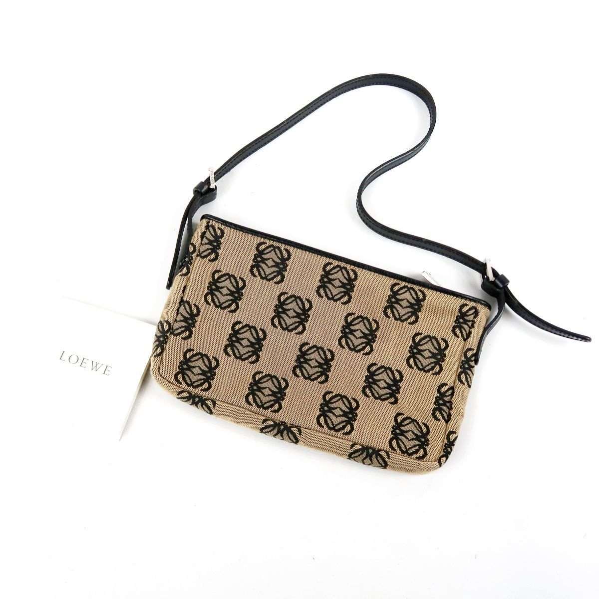 【新品同様・未使用】LOEWE ロエベ アナグラム キャンバス ハンドバッグ アクセサリーポーチ 小物入れ【UV2】