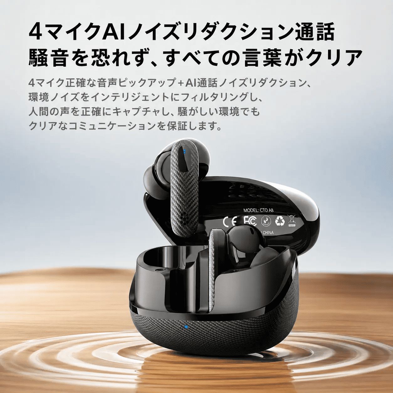 Fineblue C10Ae ワイヤレスイヤホン 本体 ワイヤレスイヤホン Bluetooth 5.4 ANC ノイズキャンセリング 4マイク