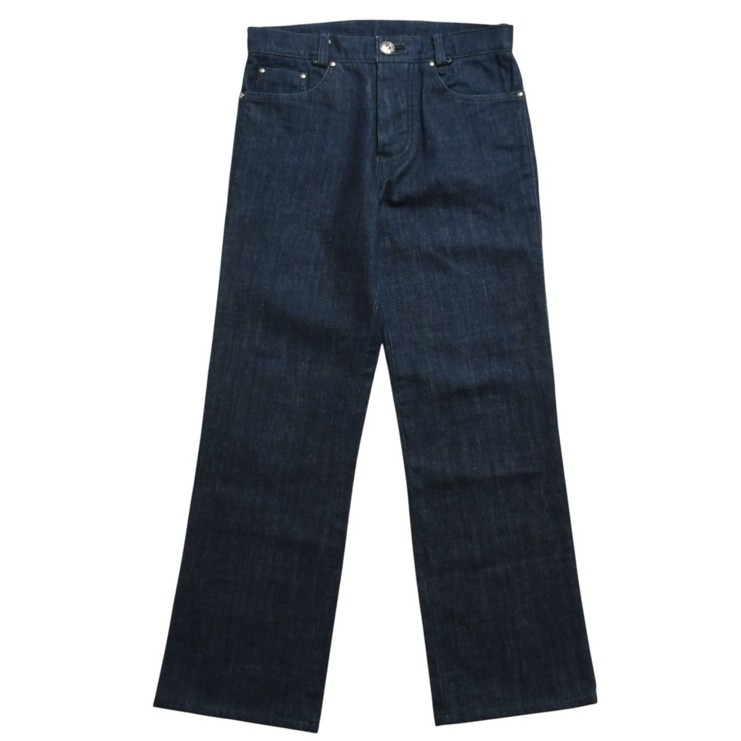 極美品 CHROME HEARTS クロムハーツ 5Pocket Denim Pants クロスボールコンチョボタン スクロールラベルプレート ホースシュー ジーンズ シルバー925 29Rサイズ インディゴブルー 中古 4a004374