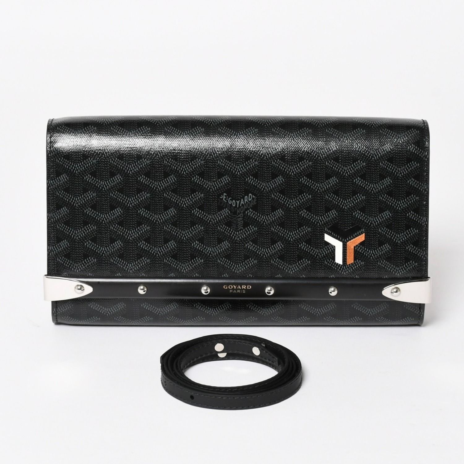 極美品 GOYARD ゴヤール MONTE CARLO PM モンテカルロ PM クラッチバッグ 2WAY 限定カラー ジェットブラック シルバー金具 中古 4a004368