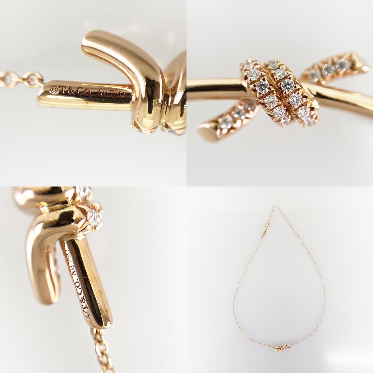 ティファニー TIFFANY&Co. ノット K18PG ダイヤモンド ネックレス ss