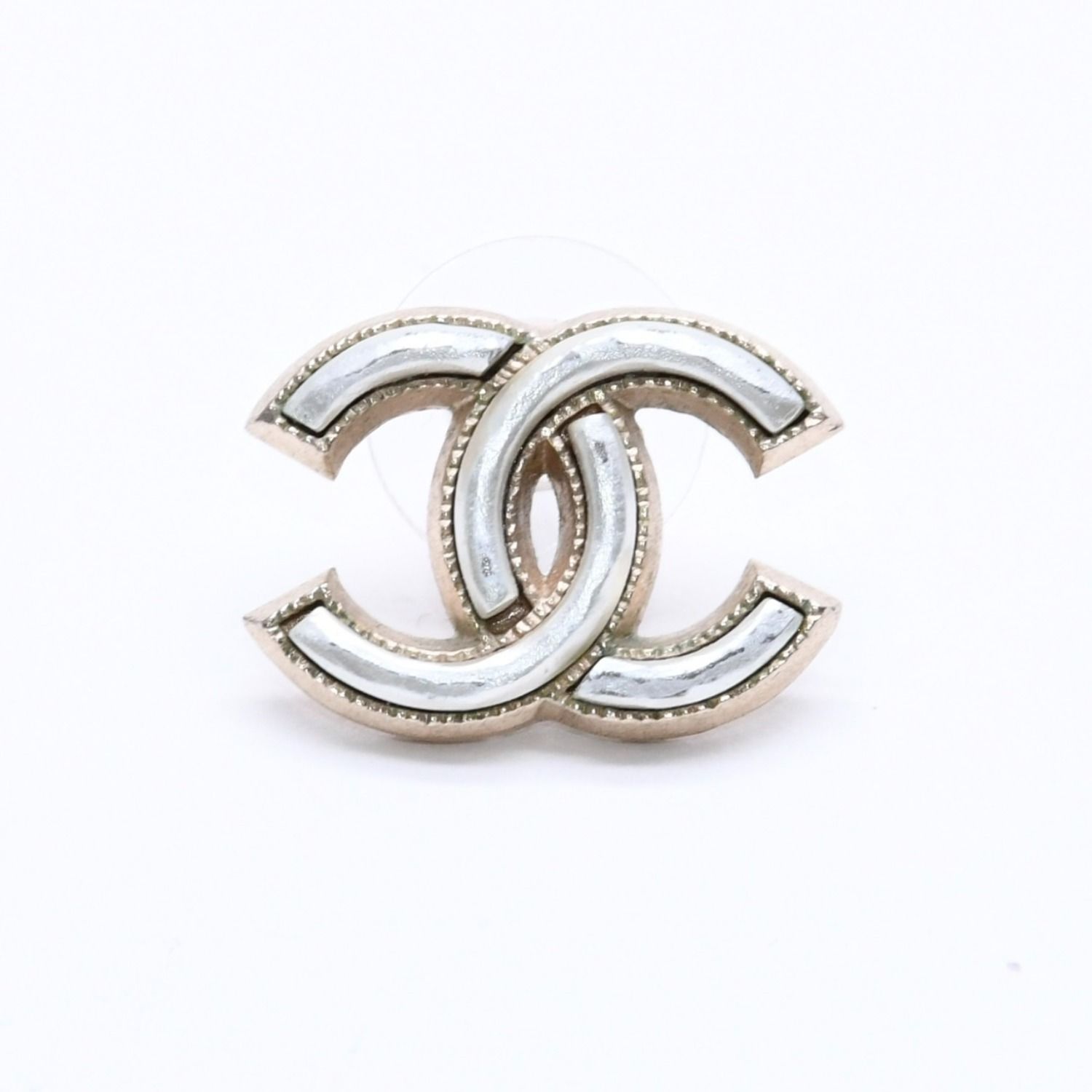 CHANEL シャネル ココマーク ピアス 重量約3.05g A14B刻印 メタル シルバー ゴールド バイカラー 片耳用 美品 中古 4c060785
