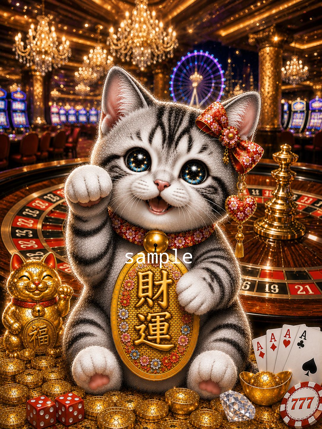 財運上昇】ラスベガス招き猫 アメリカンショートヘア～財運アップ・金