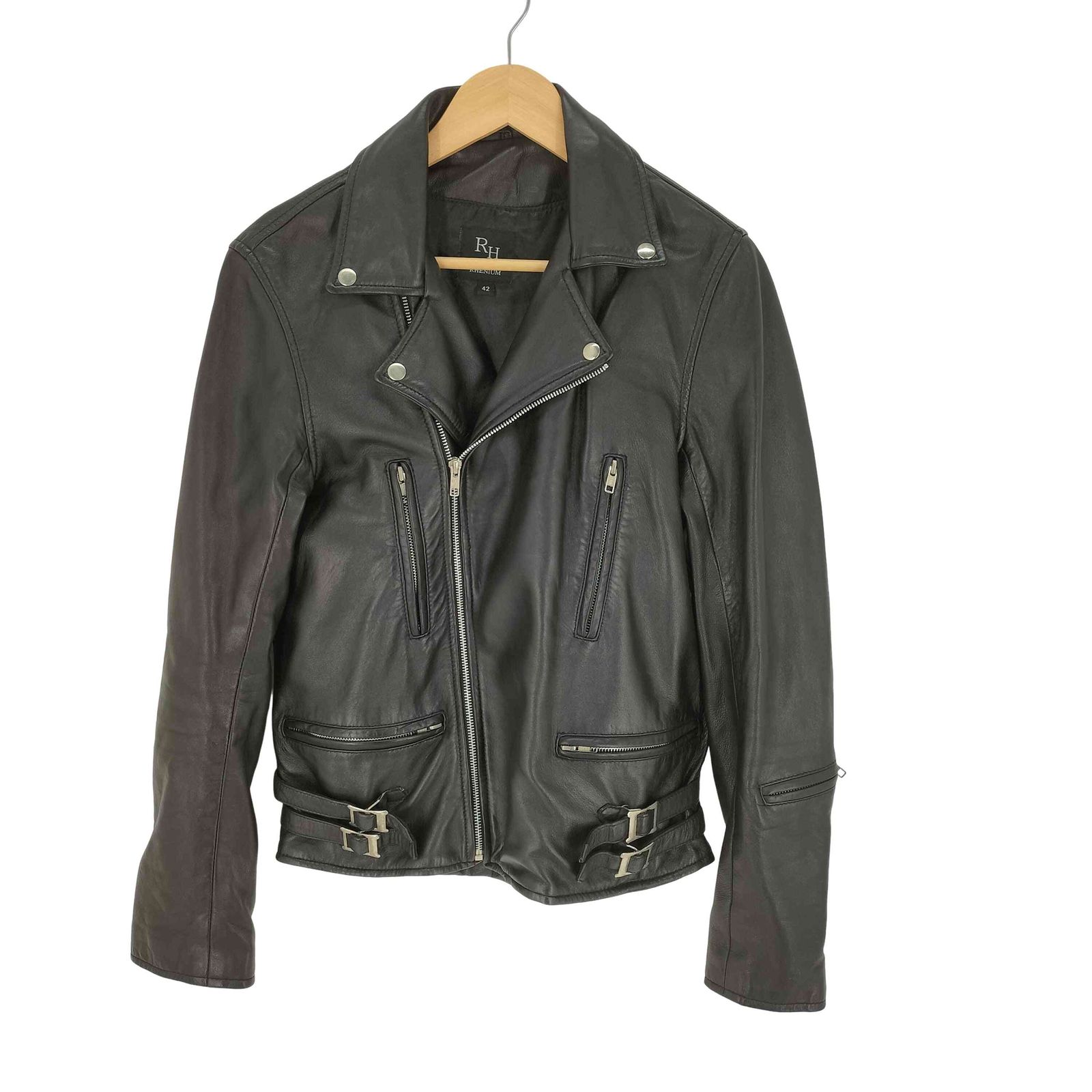 ユーズドフルギ USED古着 RHENIUM ラムスキン ダブルライダース メンズ JPN：42