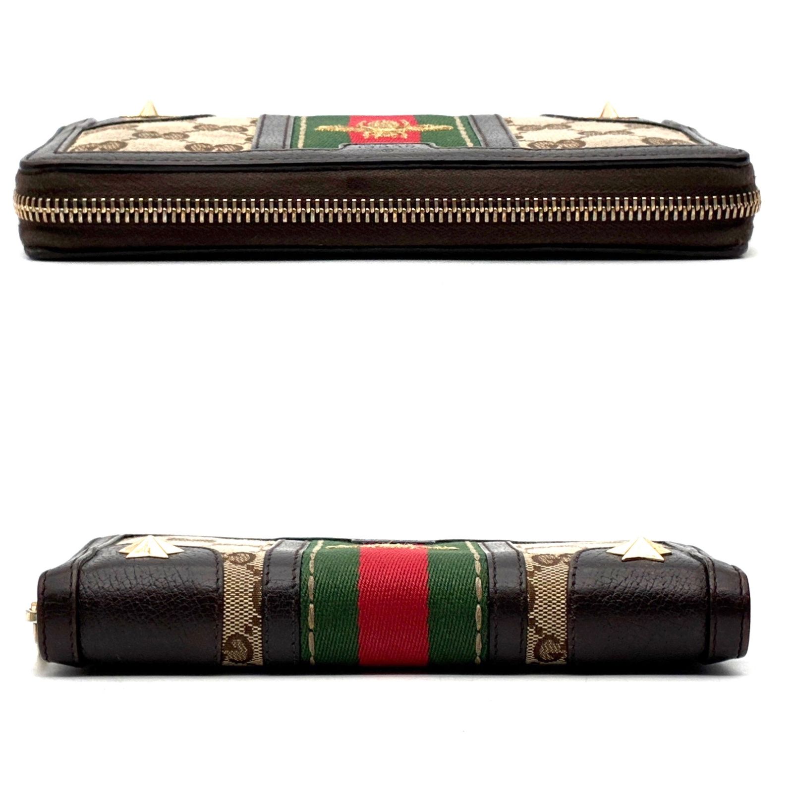 美品 グッチ GUCCI GGスプリーム シェリーライン ビー スター ラウンド 