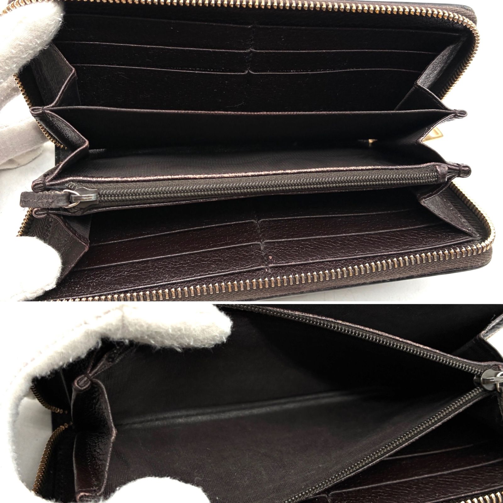 美品 グッチ GUCCI GGスプリーム シェリーライン ビー スター ラウンド 