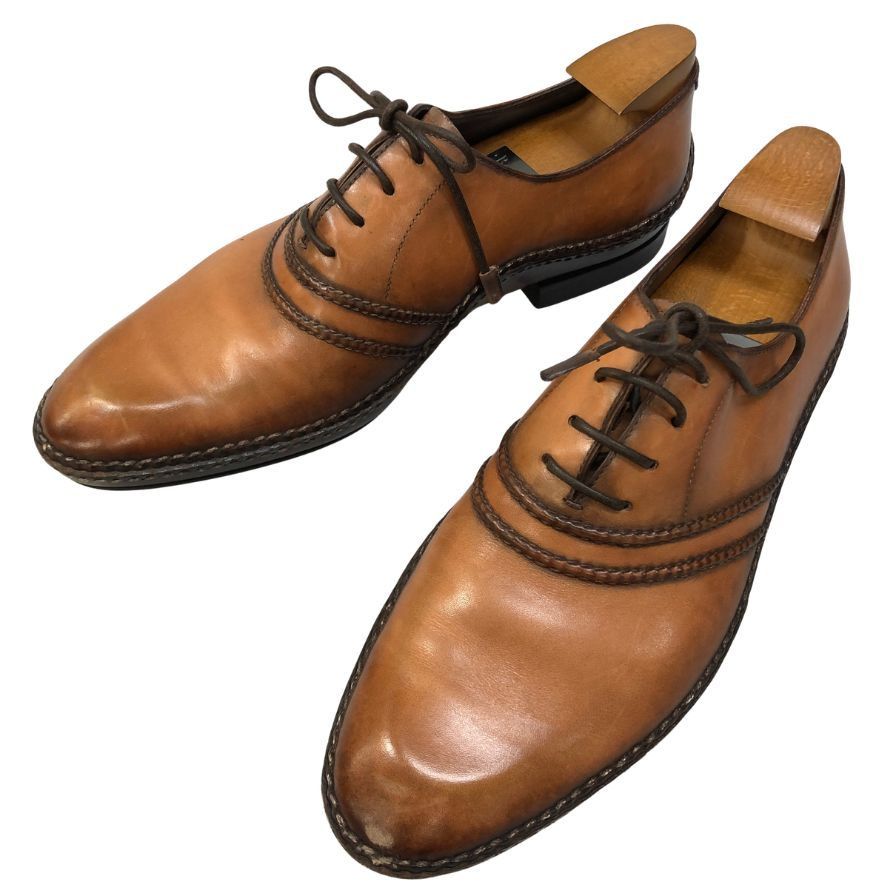 ベルルッティ レザーシューズ フルオパンケ製法 パティーヌ オルガ期 カーフ ブラウン サイズUK7 Berluti ビジネスシューズ 約25.0cm【LA】【中古】