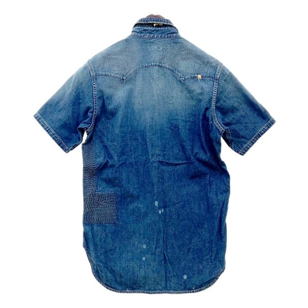 KAPITAL キャピタル 刺し子パッチワークデニムシャツ 半袖シャツ
