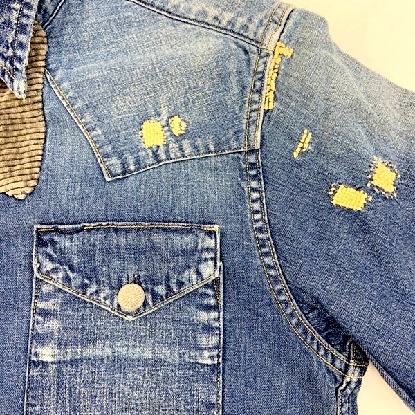 KAPITAL キャピタル 刺し子パッチワークデニムシャツ 半袖シャツ
