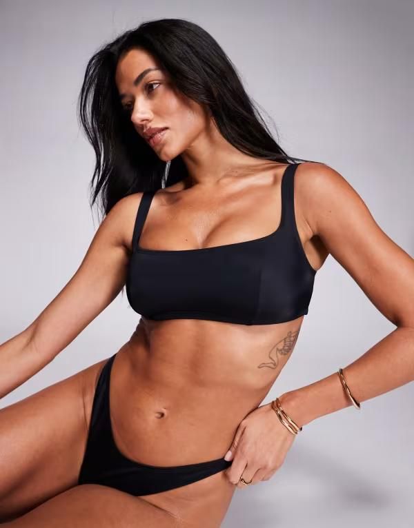 エイソス レディース 水着 トップのみ ASOS DESIGN Fuller Bust Maya Mirissa scoop crop bikini top Black ブラック