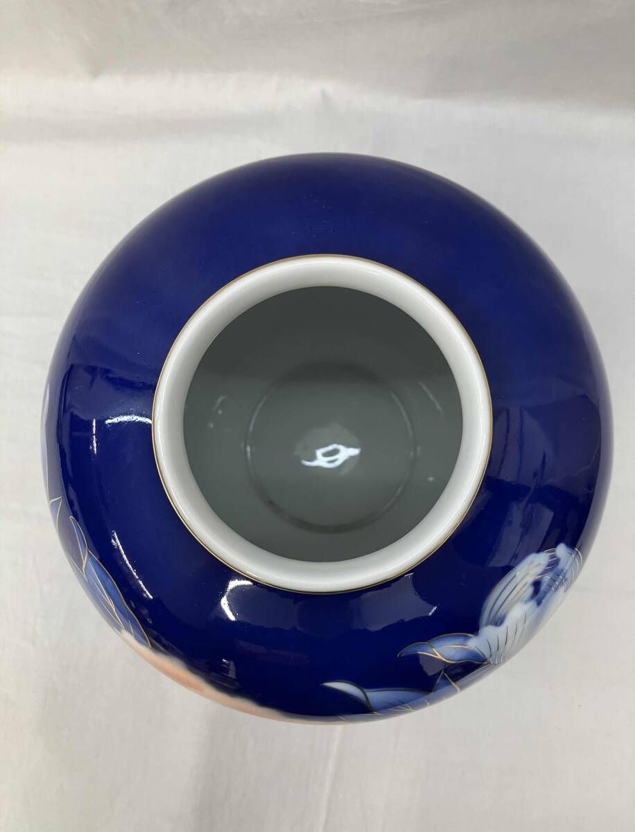 深川製磁 花瓶 金彩 花器 フラワーベース 花入 壺 工芸品 陶芸製 瑠璃