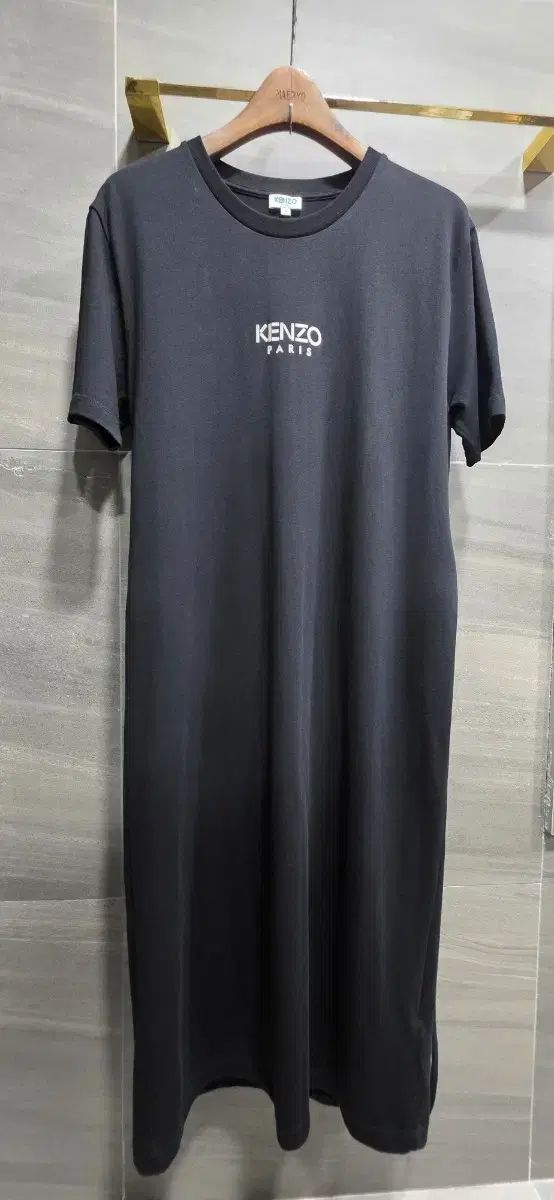 (正規品) KENZO ケンゾー 立体 ロゴ 装飾 付 半袖 ロング丈ワンピース