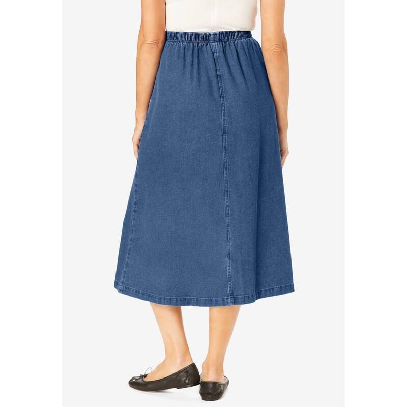 ウーマン ウィズイン レディース ボトムスカート プラスサイズ Woman Within Womens Plusize 7day Mockfly Skirt Natural Khaki カーキ｜詳細画像