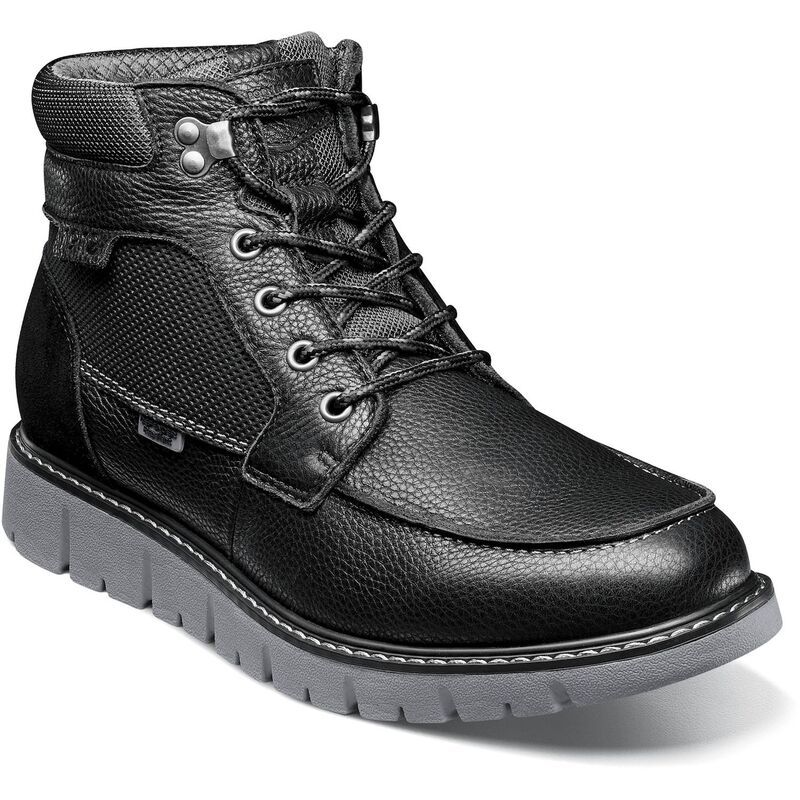 ノンブッシュ メンズ シューズ ブーツ・レインブーツ アンクル レザー Nunn Bush Karnak Mens Leather Moc Toe Ankle Boots Black Tumbled
