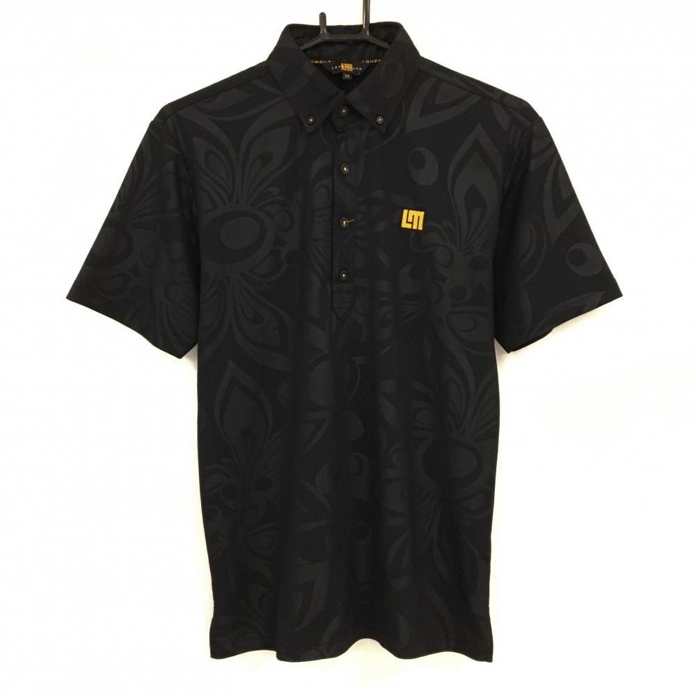 LOUDMOUTH ラウドマウス　ボタンダウンシャツ M ラウドマウス 半袖ポロシャツ 黒×イエロー シャガデリック 地模様