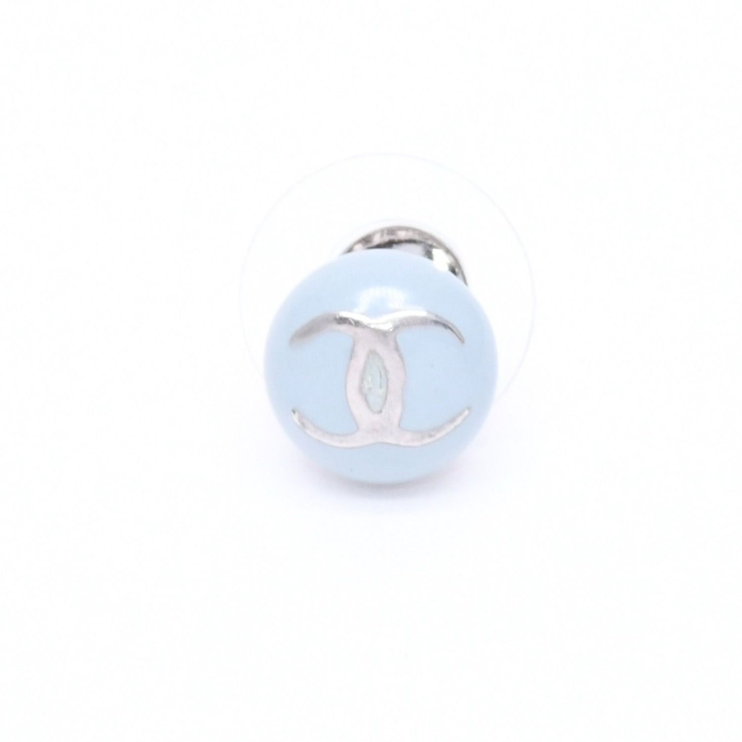 極美品 CHANEL シャネル ピアス イヤリング ココマーク ライトブルー ブルー ミニ 03 C刻印 片耳 重量約1.20g フランス製 中古 4c060801
