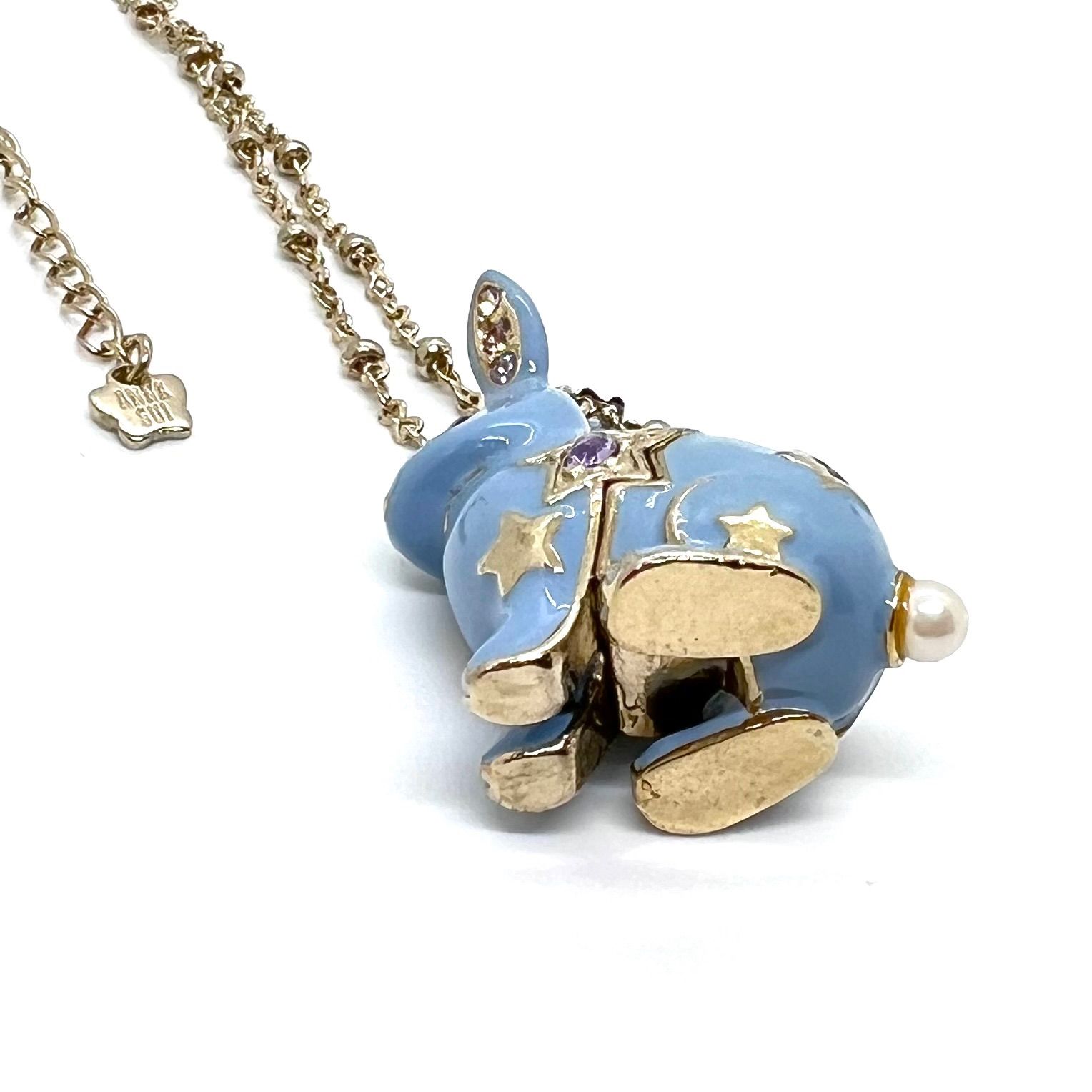アナスイ　夜空を見上げる雪うさぎ　ネックレス　ウサギ　うさぎ 美品☆ANNA SUI アナスイ ネックレス うさぎ ラビット モチーフ ブルー