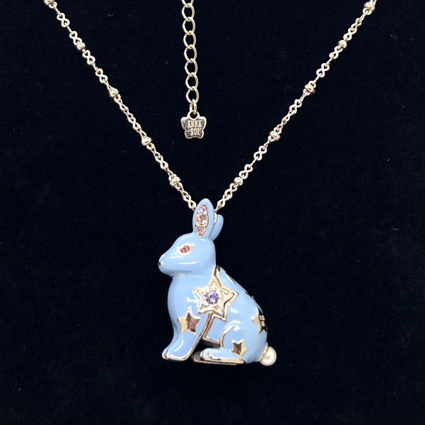 美品☆ANNA SUI アナスイ ネックレス うさぎ ラビット モチーフ ブルー