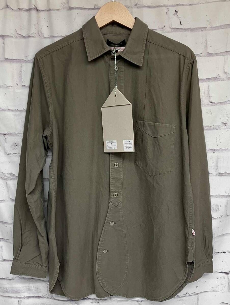 【タグ付】FRANK LEDER フランクリーダー 60s VINTAGE BEDSHEED 長袖シャツ Sサイズ カーキー ドイツ製 定価￥4.3万 コットン メンズ　夏