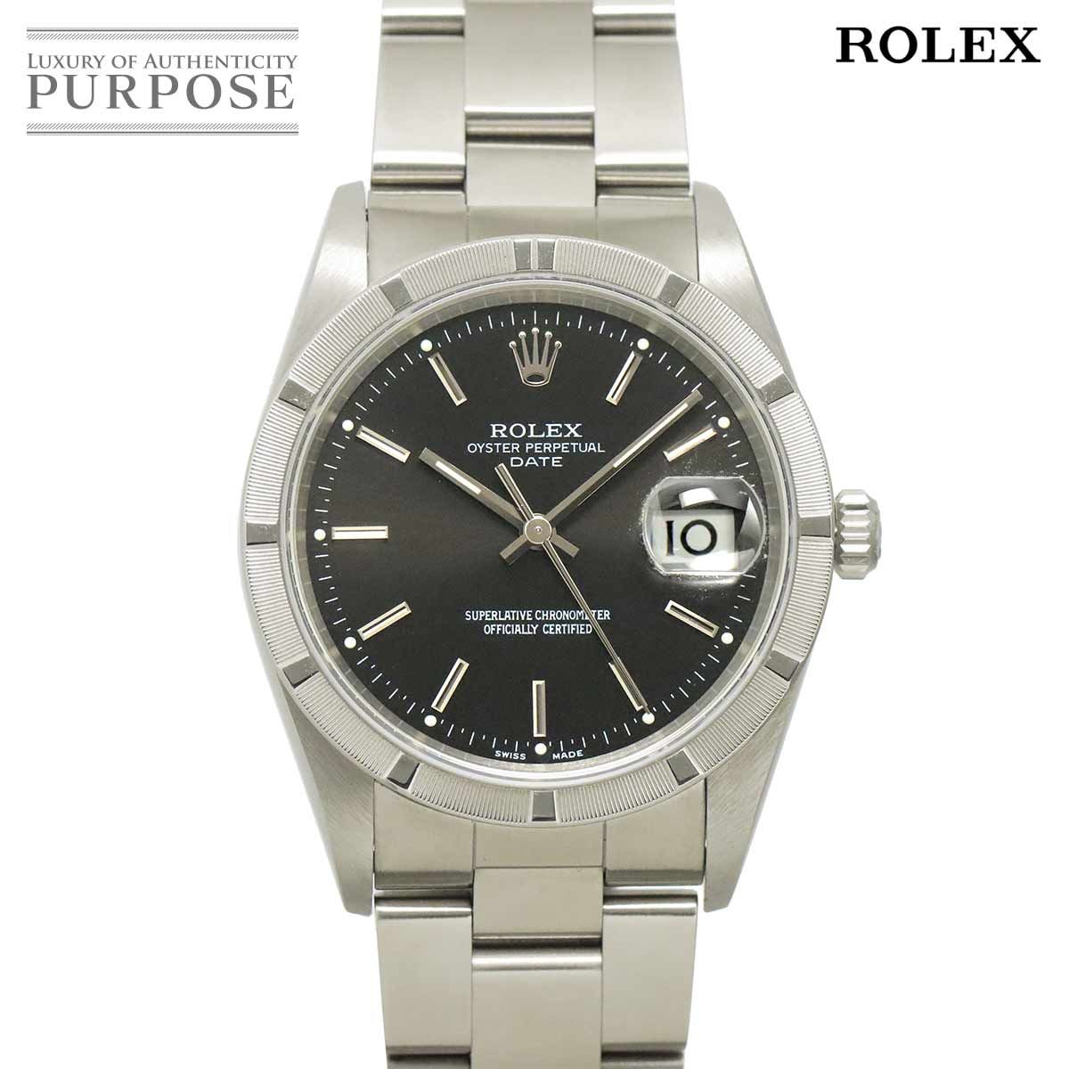 ロレックス ROLEX オイスターパーペチュアル デイト 15210 Z番 メンズ 腕時計 ブラック 自動巻き Oyster Perpetual Date 90331422