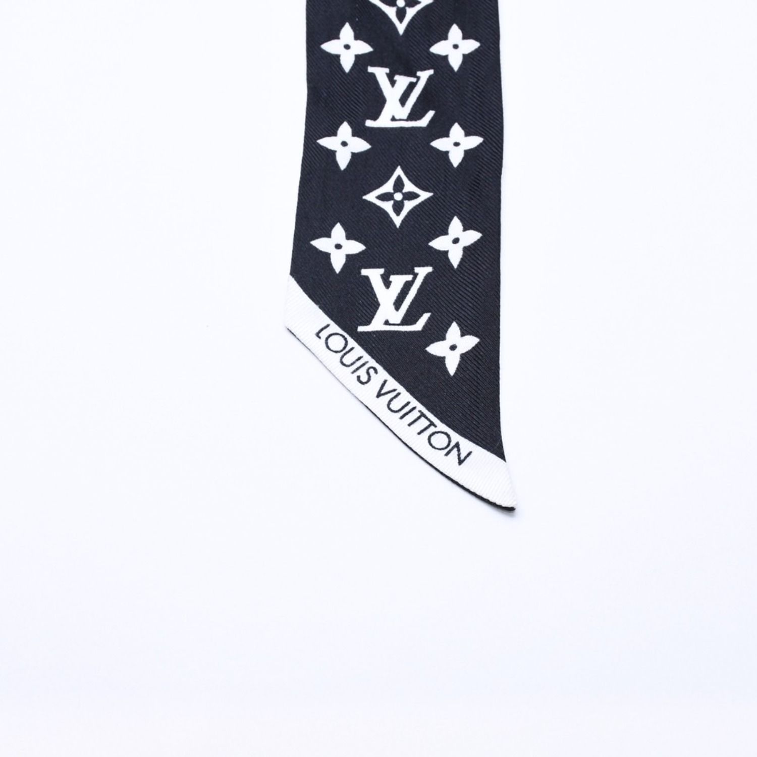 極美品 LOUIS VUITTON ルイヴィトン リボンスカーフ ブラック ホワイト