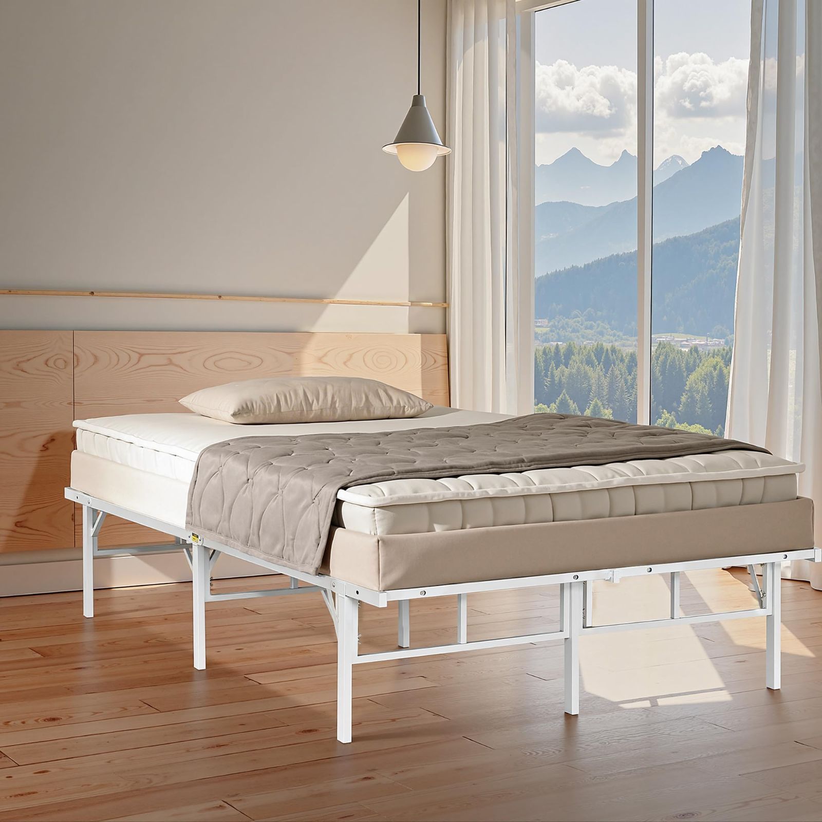 【新着商品】頑丈 耐荷重400kg 静音 ベッド パイプベッド 通気性 スチール 頑丈 bed 幅140cm 床架 単品 滑り止め付き 鉄製ベッドフレーム ダブル スチール ベッドフレーム 組立簡単 工具付き VECELO ホワイト