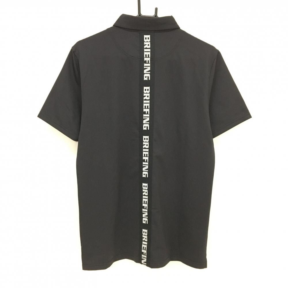 【ブリーフィング】人気立体ロゴネーム 半袖ゴルフポロシャツ 袖ロゴ 黒M 超美品】ブリーフィング 半袖ポロシャツ 黒 ボタンダウン ロゴシルバー