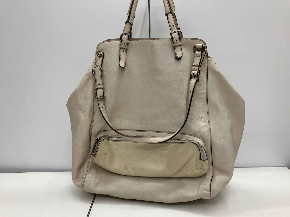 DOLCE&GABBANA ドルガバ 2WAY バッグ レザーバッグ トートバッグ ハンドバッグ ベージュ シミ多数有 レオパード