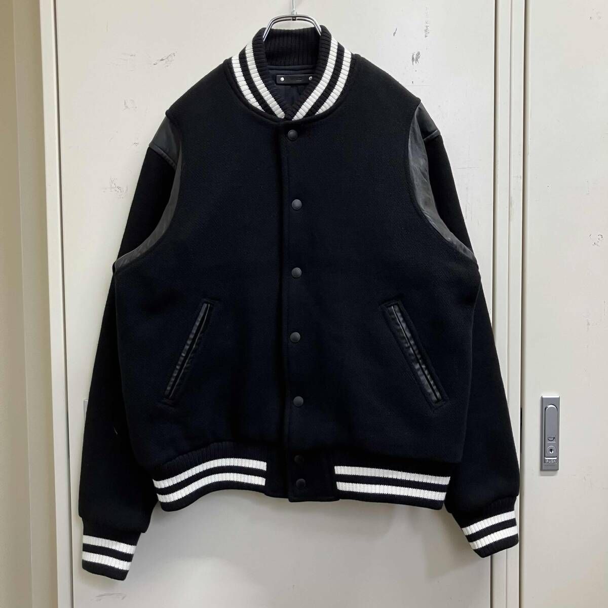 23AW MINEDENIM スタジャン Leather Studium Jumper サイズ2 ブラック マインデニム