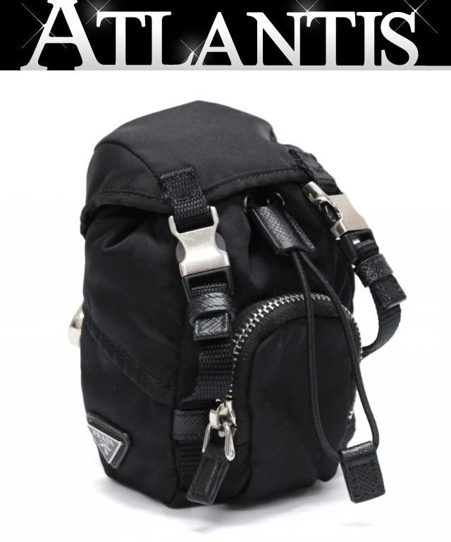 プラダ PRADA バッグチャーム リュック型 ナイロン 黒 【75127