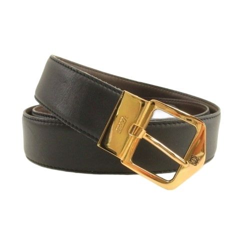 ロエベ LOEWE アナグラム ベルト ゴールドカラー バックル ブラック 260623E