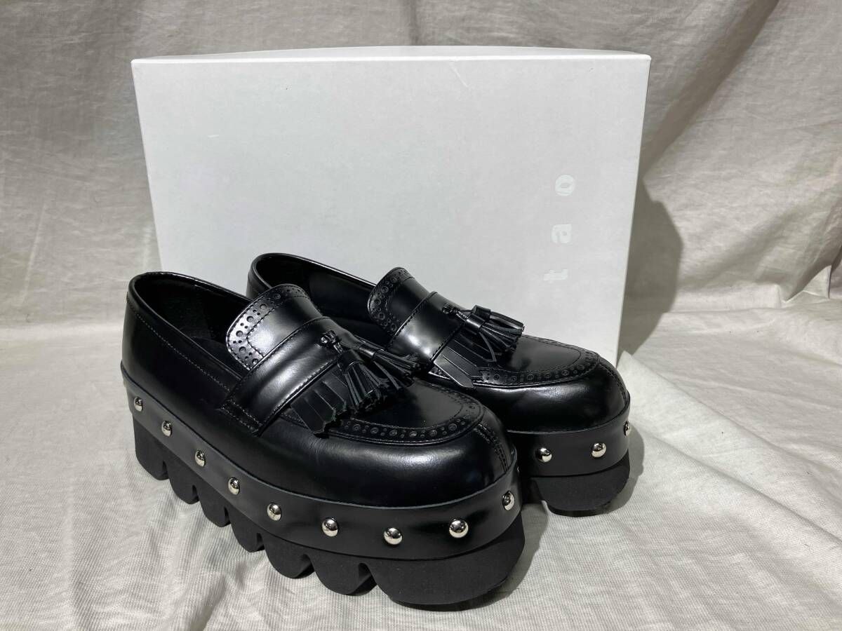 23AW tao COMME des GARCONS 厚底タッセルローファー サイズ22 箱有り 袋付き タオコムデギャルソン ブラック