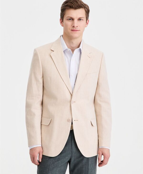 【送料無料】 ナウティカ メンズ ジャケット・ブルゾン ブレザー アウター Mens ModernFit Herringbone Cotton Linen Blazer TAN